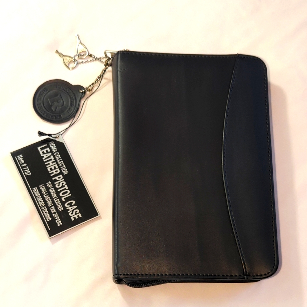 Roma Collection Leather Pistol Case, NWT, Black